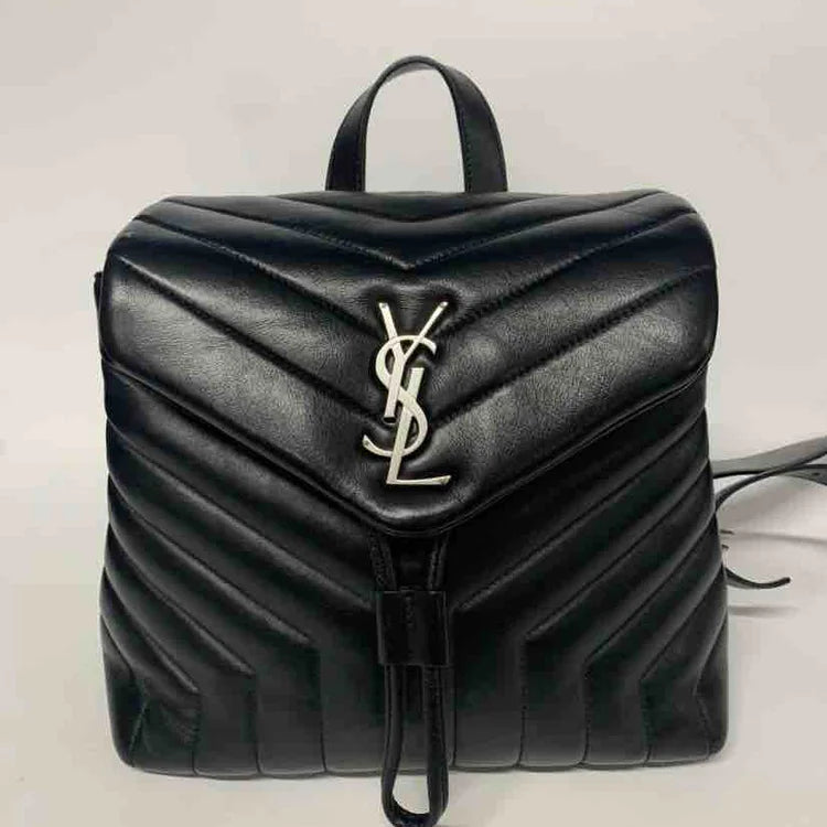 Ysl Calfskin Y Quilted مونوغرام Loulou Backpack Black Leather, Small | Studio Nafay