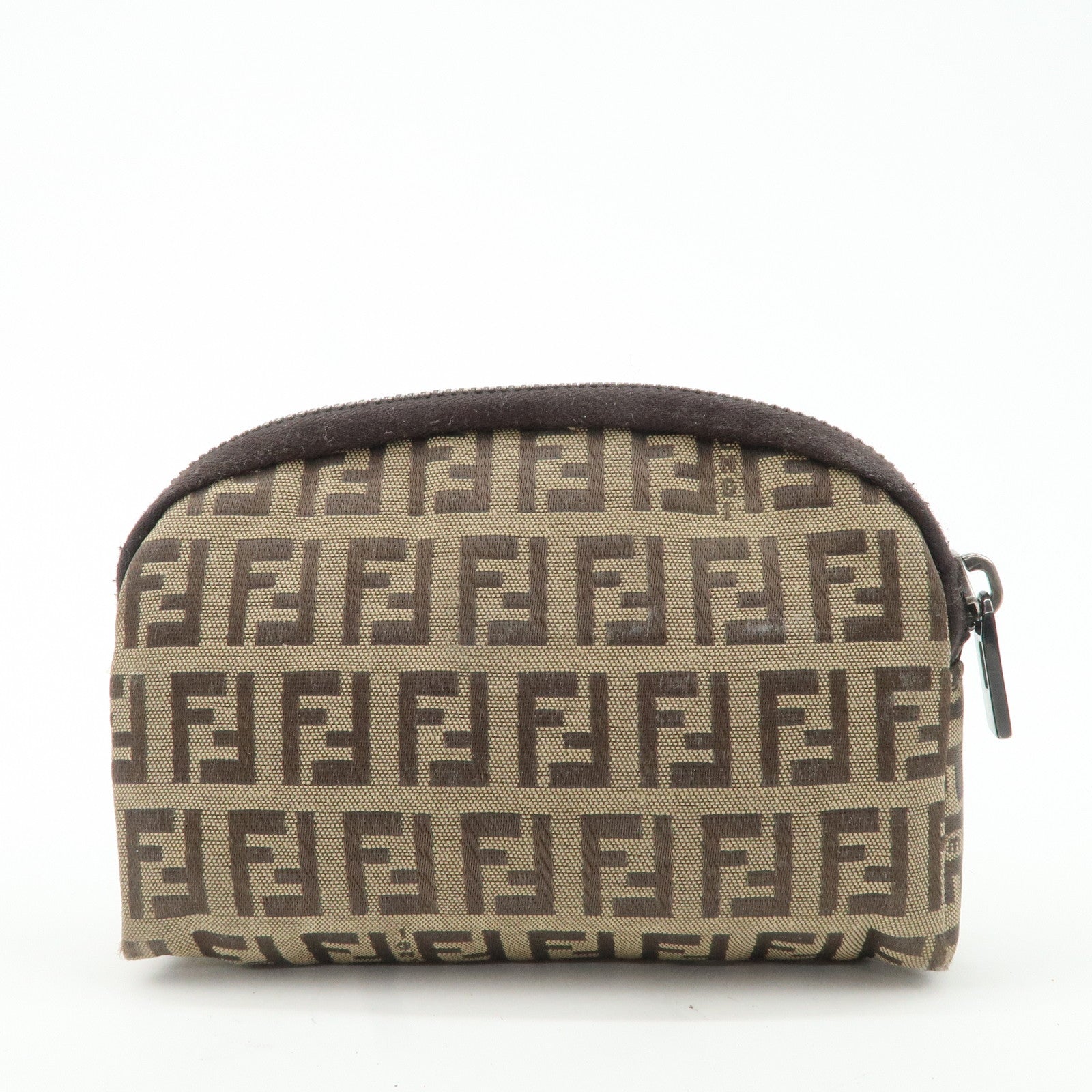 FENDI Zucchino Canvas ميني Pouch Beige Dark بني