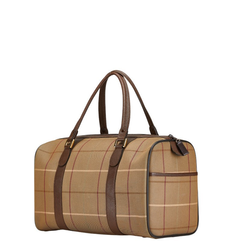 Burberry Check جلد Canvas Boston Bag Travel Bag
