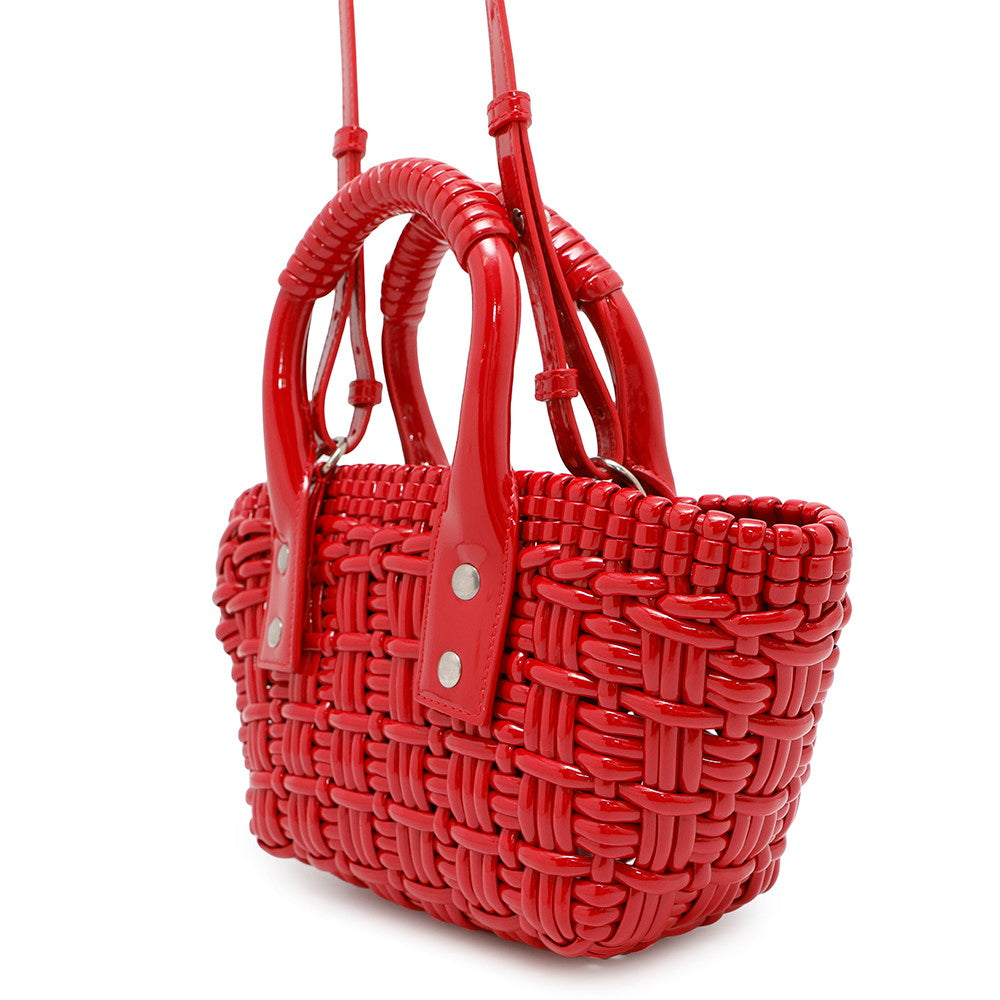 Balenciaga Bistro 2WAY حقيبة يد أحمر678028 Patent جلد المقاس XXS