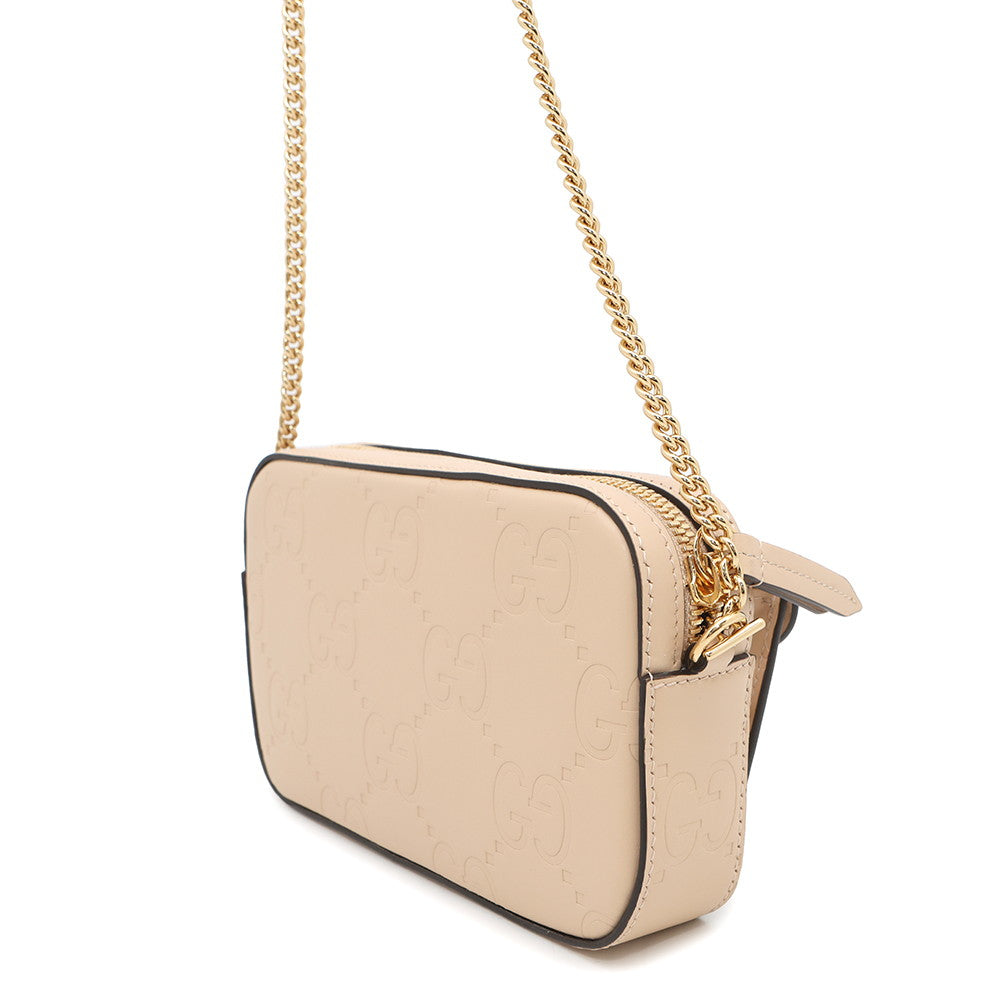 Gucci ?GG Super ميني Chainshoulder Beige781554 جلد