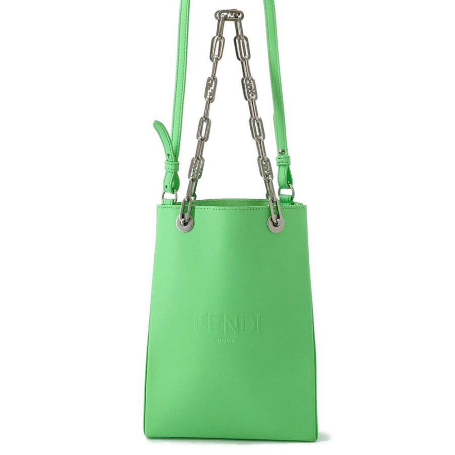 FENDI Small Shopping Bag Light Green8BH382 Leather Size Small | Studio Nafay