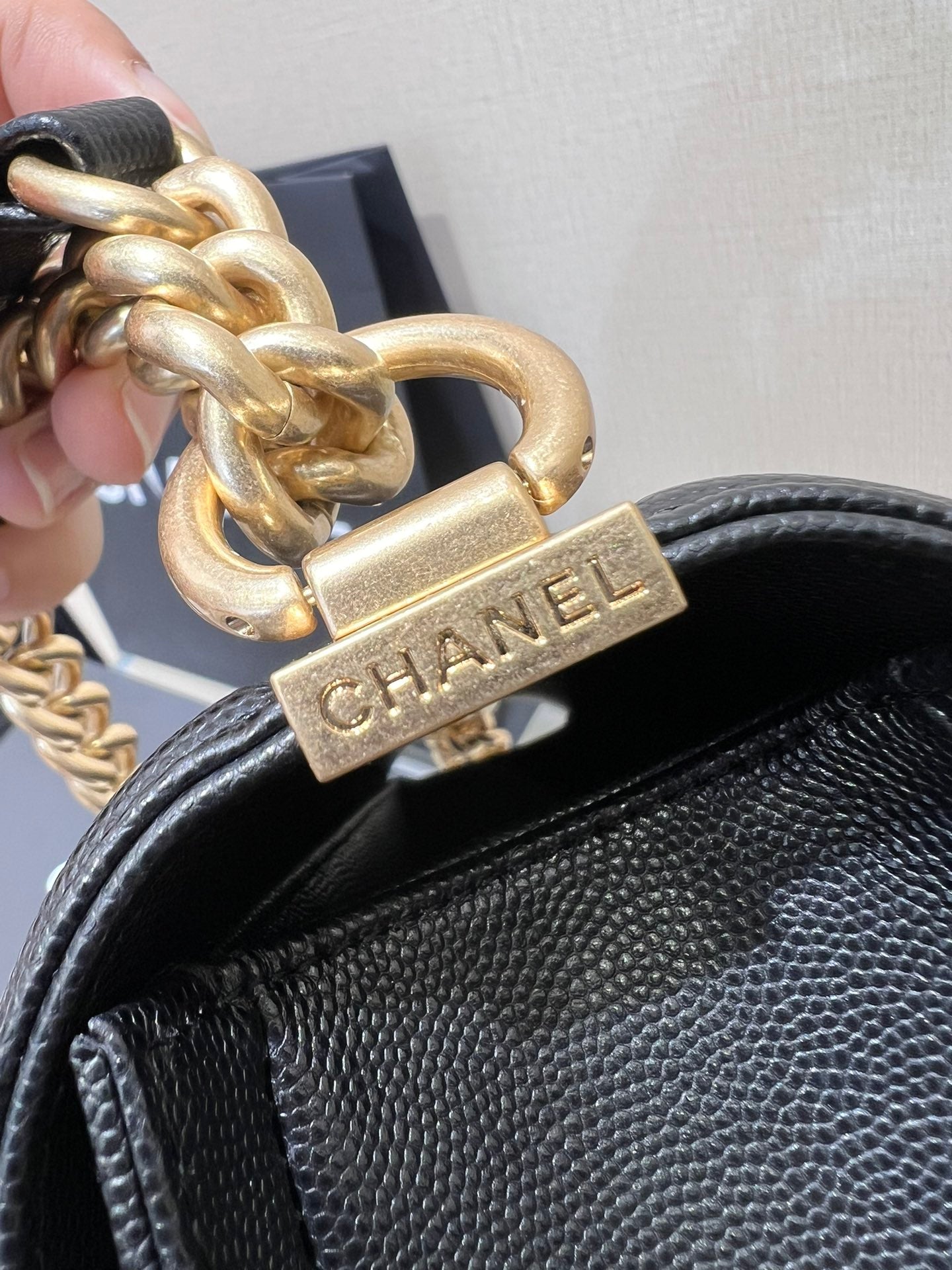 Chanel Boy gold bag – front view