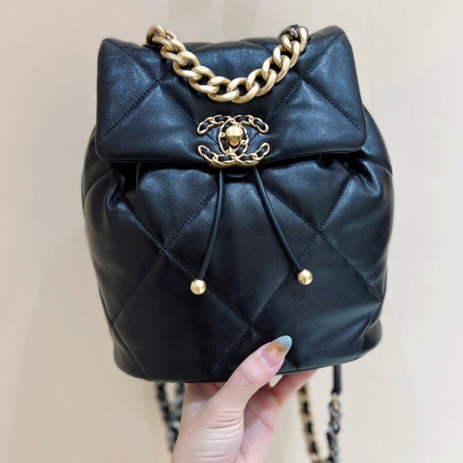Designer Backpack gold bag – front view
