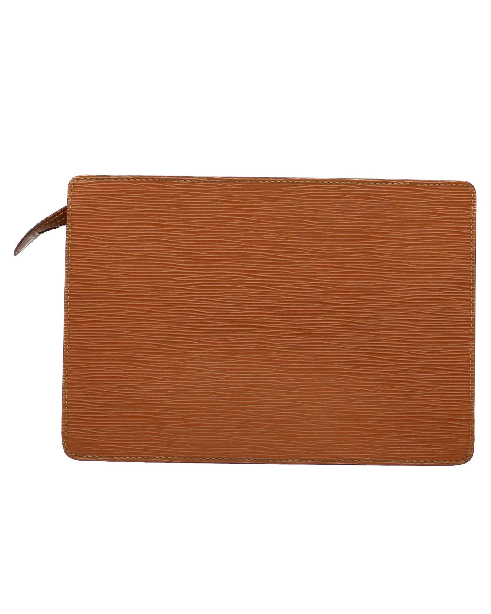 بني Epi جلد حقيبة سهرة Bag with Dust Bag