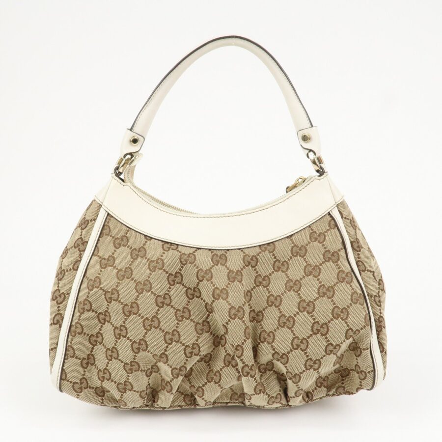 GUCCI Abbey GG Canvas Leather Shoulder Bag Beige White 190525 | Studio Nafay