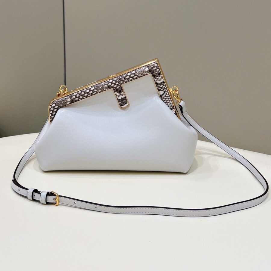 FENDI FIRST SMALL 26 WHITE LEATHER BAG WITH EXOTIC DETAILS | Studio Nafay
