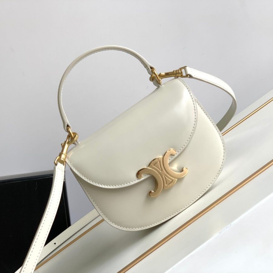 TEEN CHAIN BESACE TRIOMPHE 15.5CM WHITE CALFSKIN | Studio Nafay