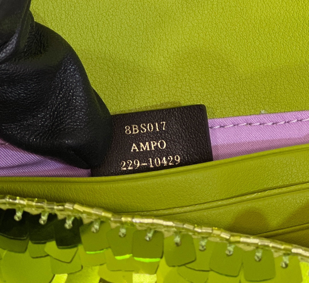 BAGUETTE ميني 19 IN LIMERICK أخضر SEQUINS إكسسوارات ذهبية