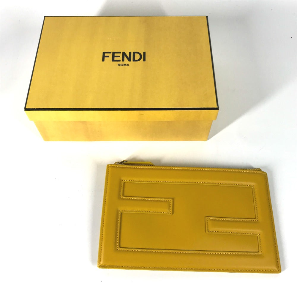 Fendi حقيبة سهرة Bag جلد Yellow Logo Women