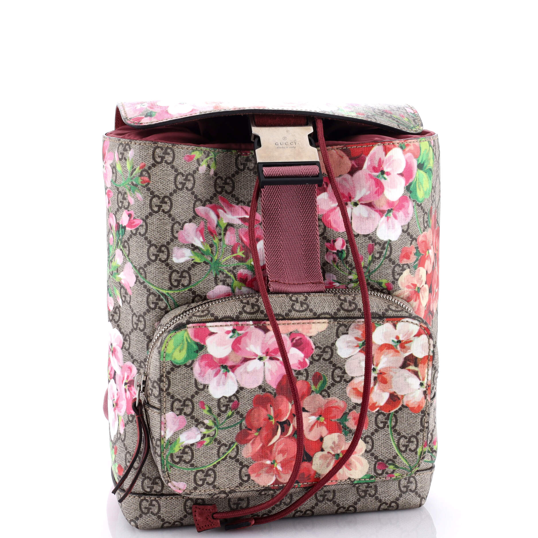 Buckle Backpack Blooms Print GG Coated Canvas صغير