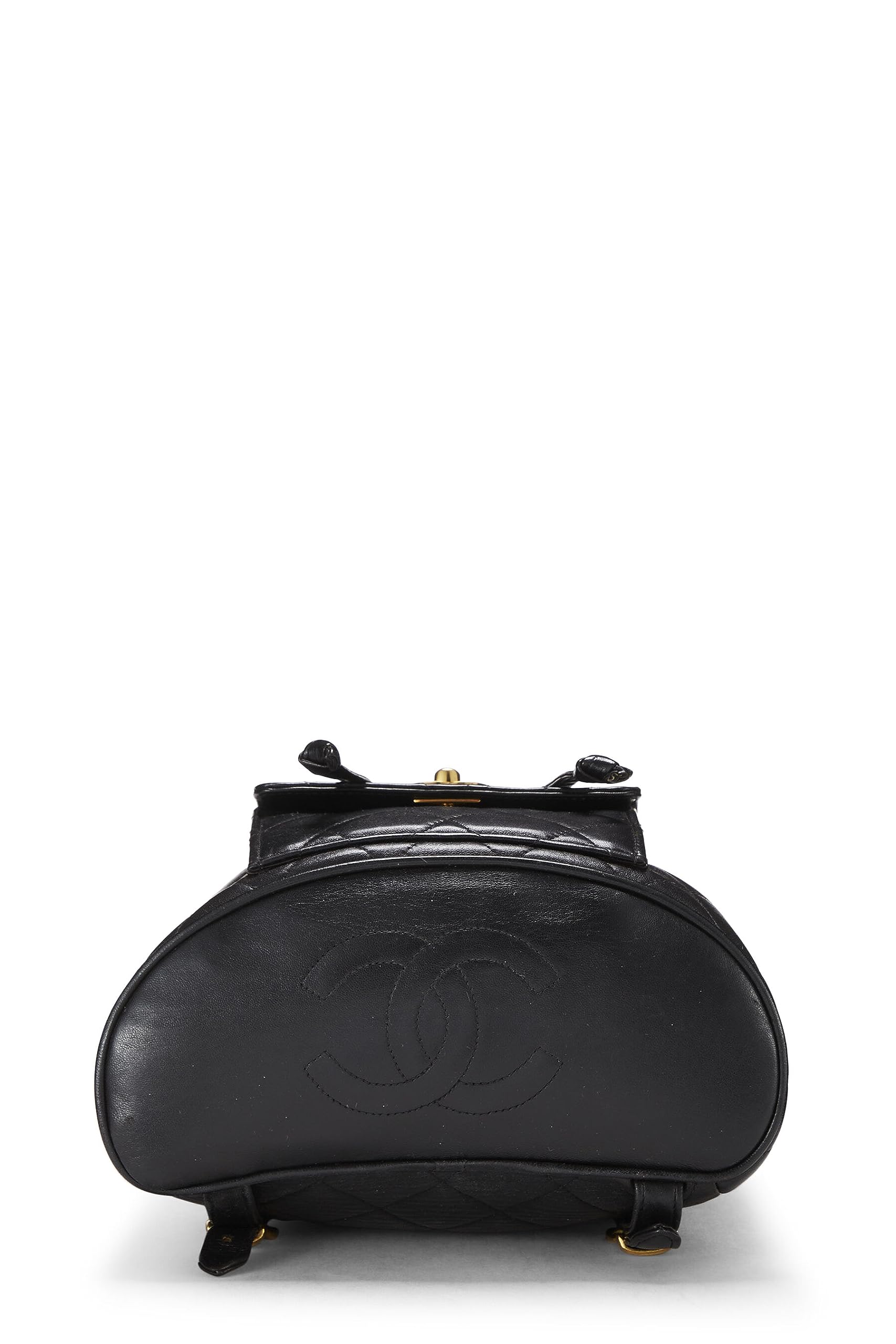 Chl, أسود Quilted Lambskin ‘CC’ Classic Backpack متوسط, أسود