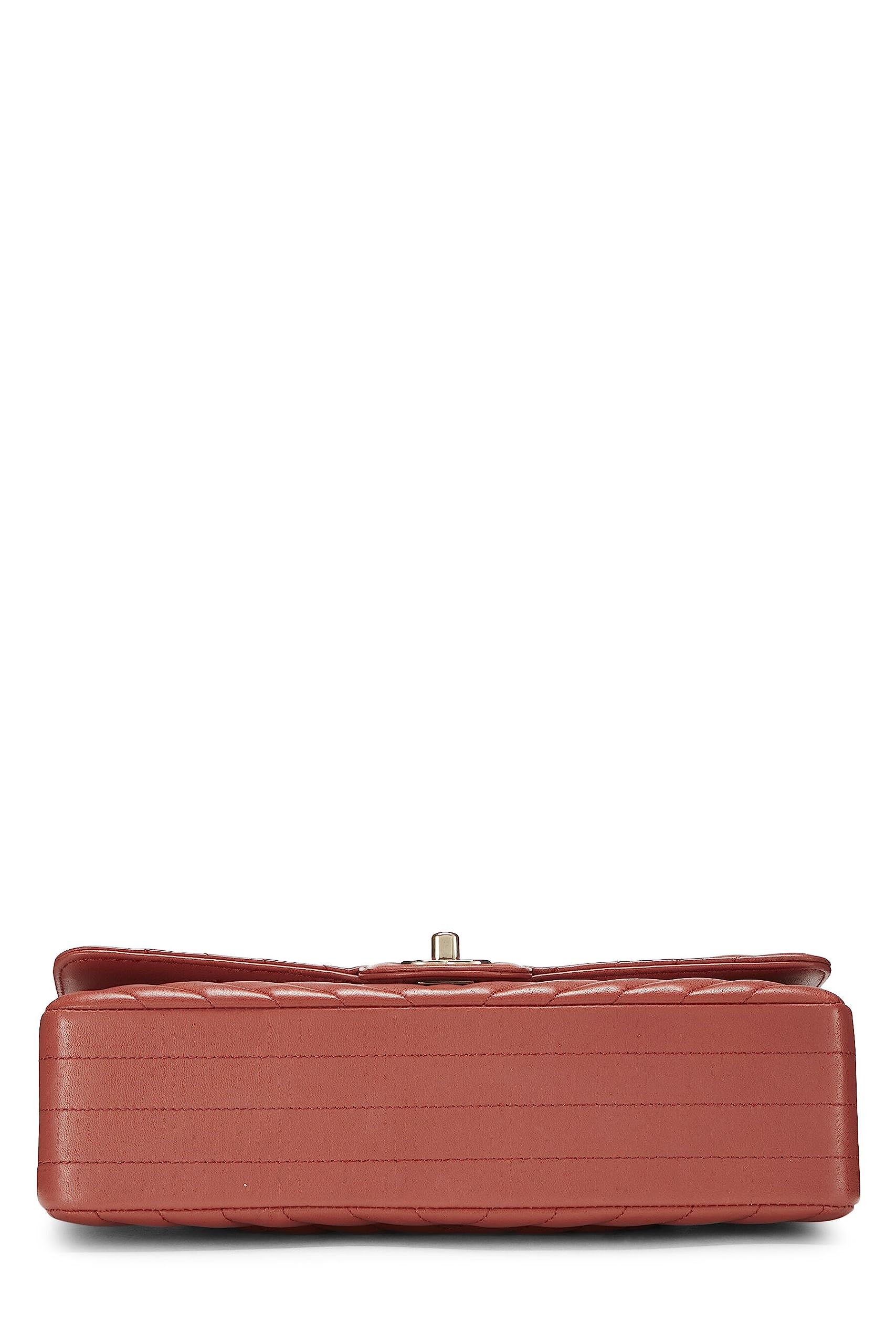 Chl, برتقالي Chevron Lambskin Classic Double Flap متوسط, برتقالي