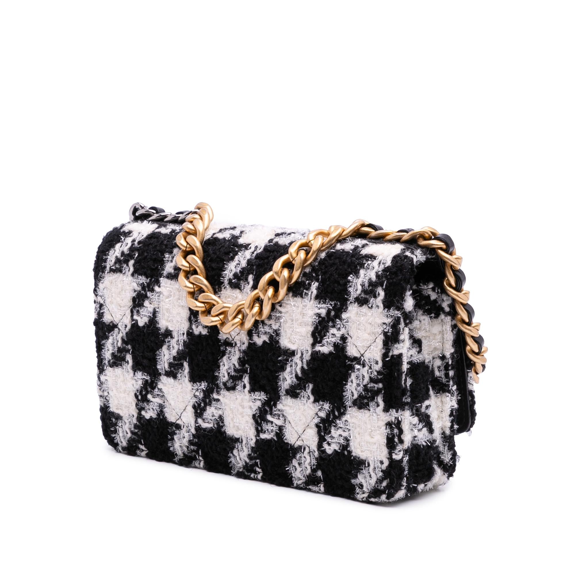 Chanel Houndstooth Tweed 19 محفظة On سلسلة