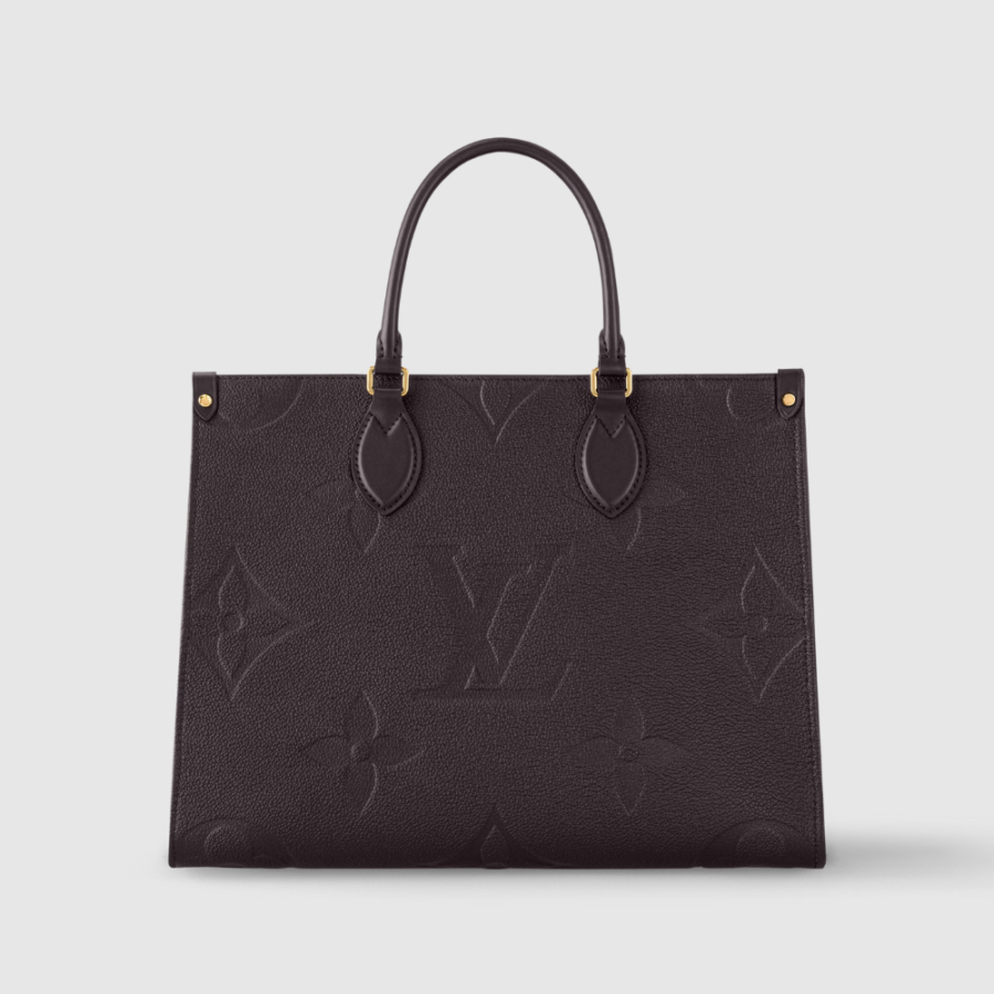 Chocolate مونوغرام Empreinte Leather OnTheGo MM Leather Tote Bag for Women | Studio Nafay