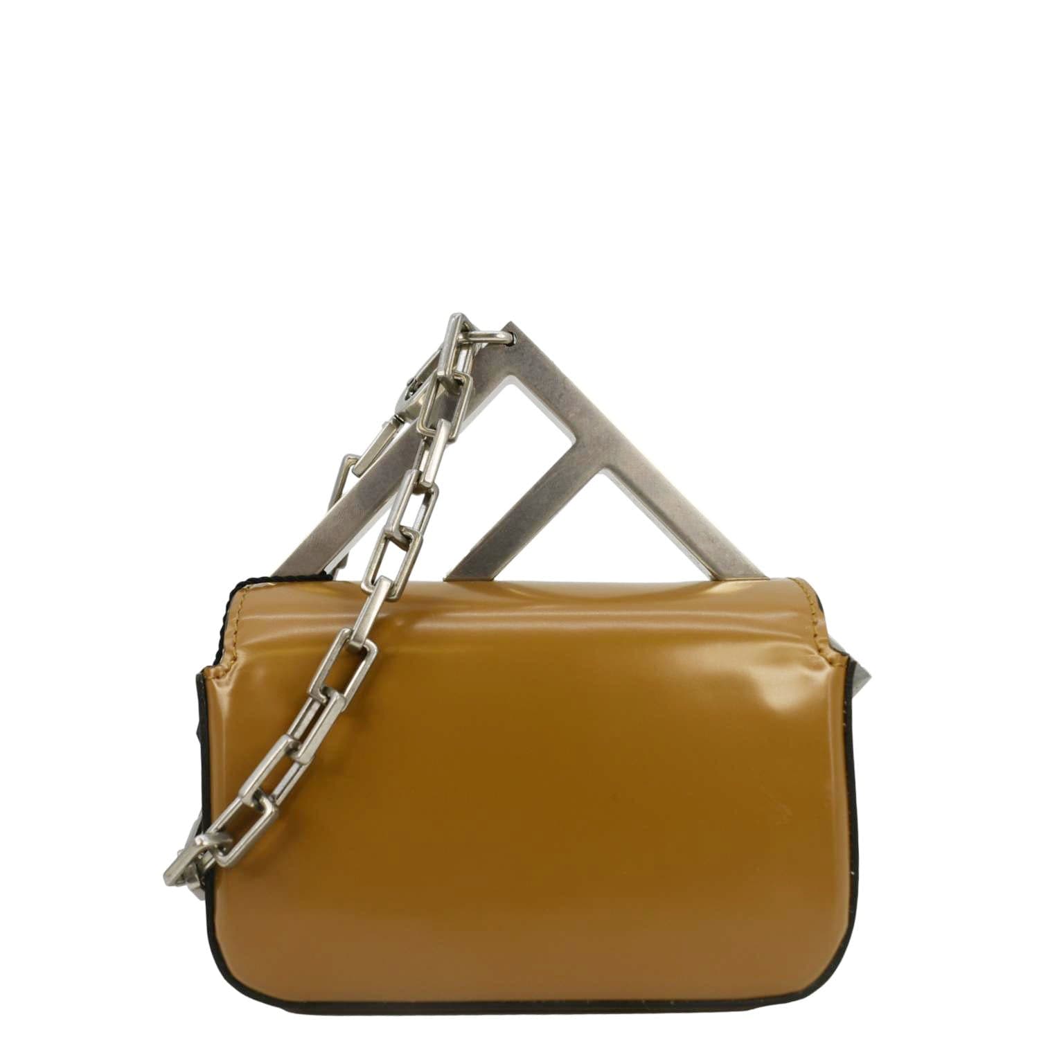 Fendi Nano F جلد حقيبة سهرة Bag بني