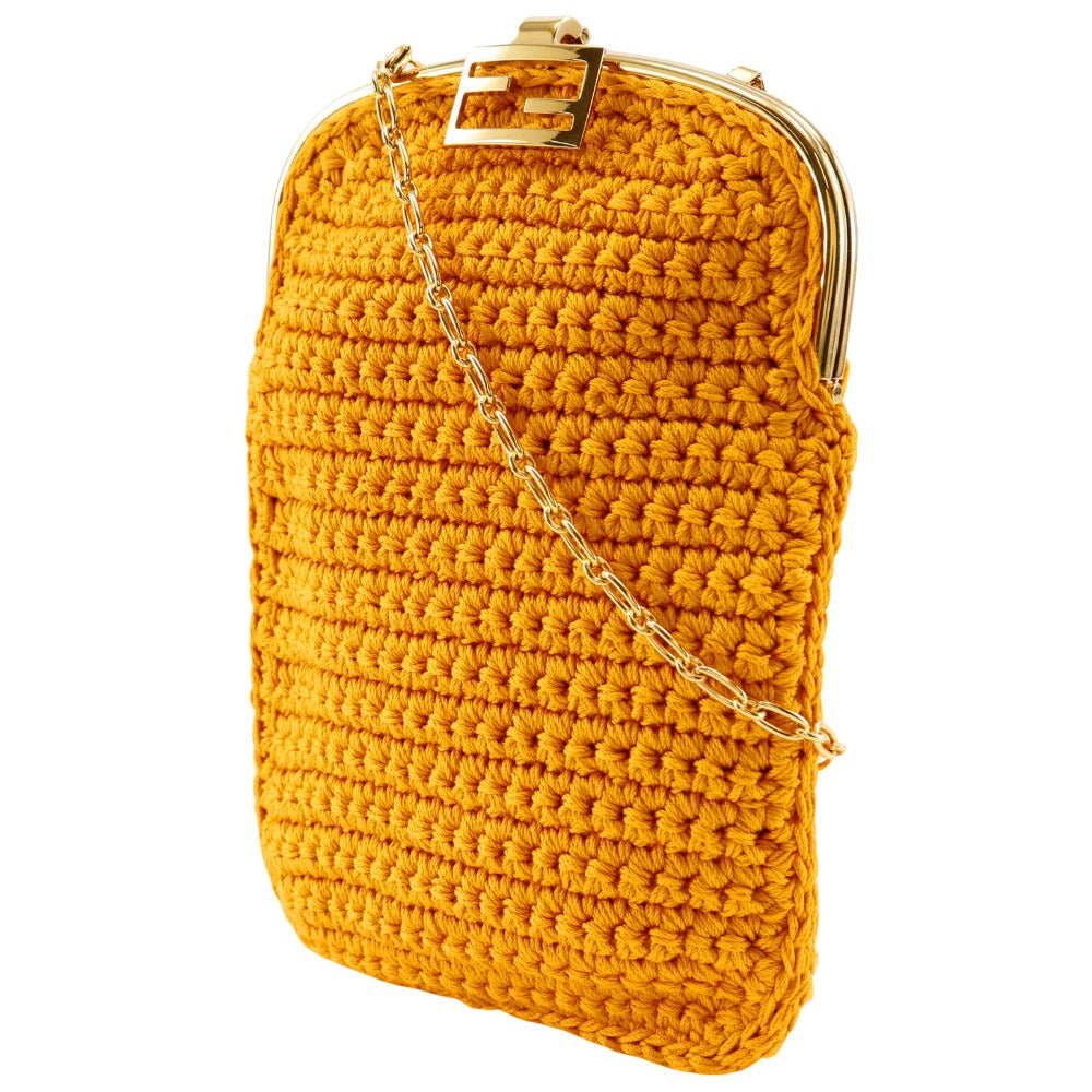 Fendi حقيبة كتف Cotton Yellow 2-way حقيبة سهرة Baguette Smartphone B…