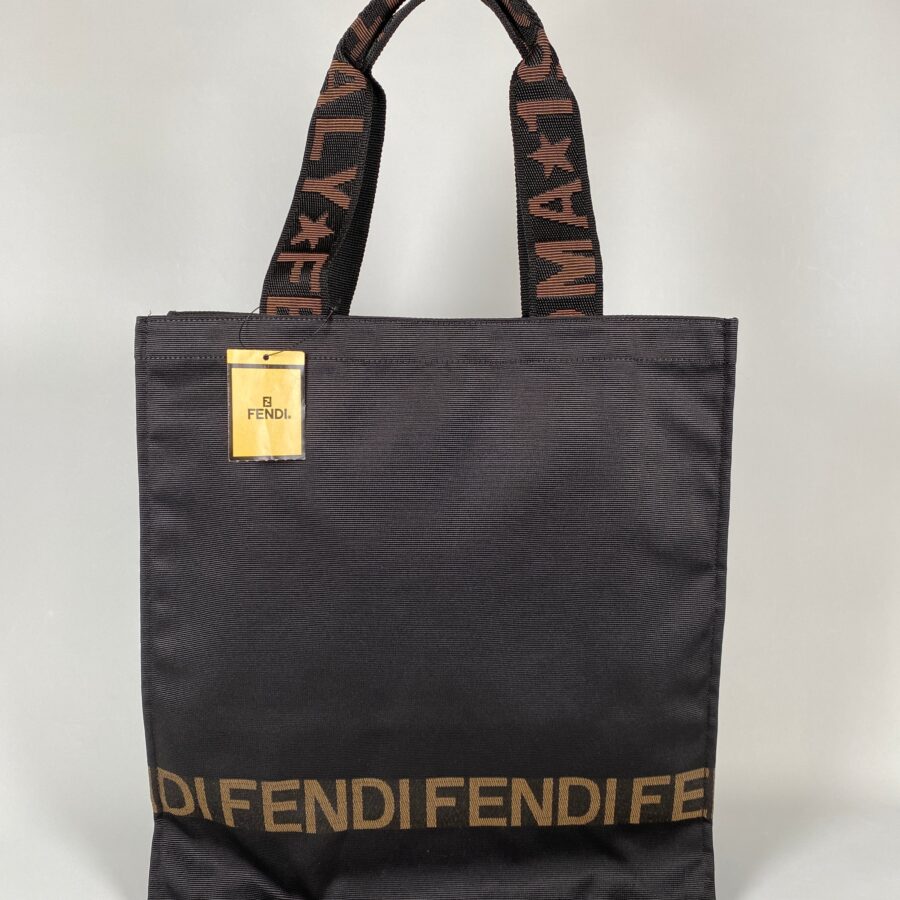 FENDI - BLACK NYLON LOGO TOTE BAG - RARE | Studio Nafay