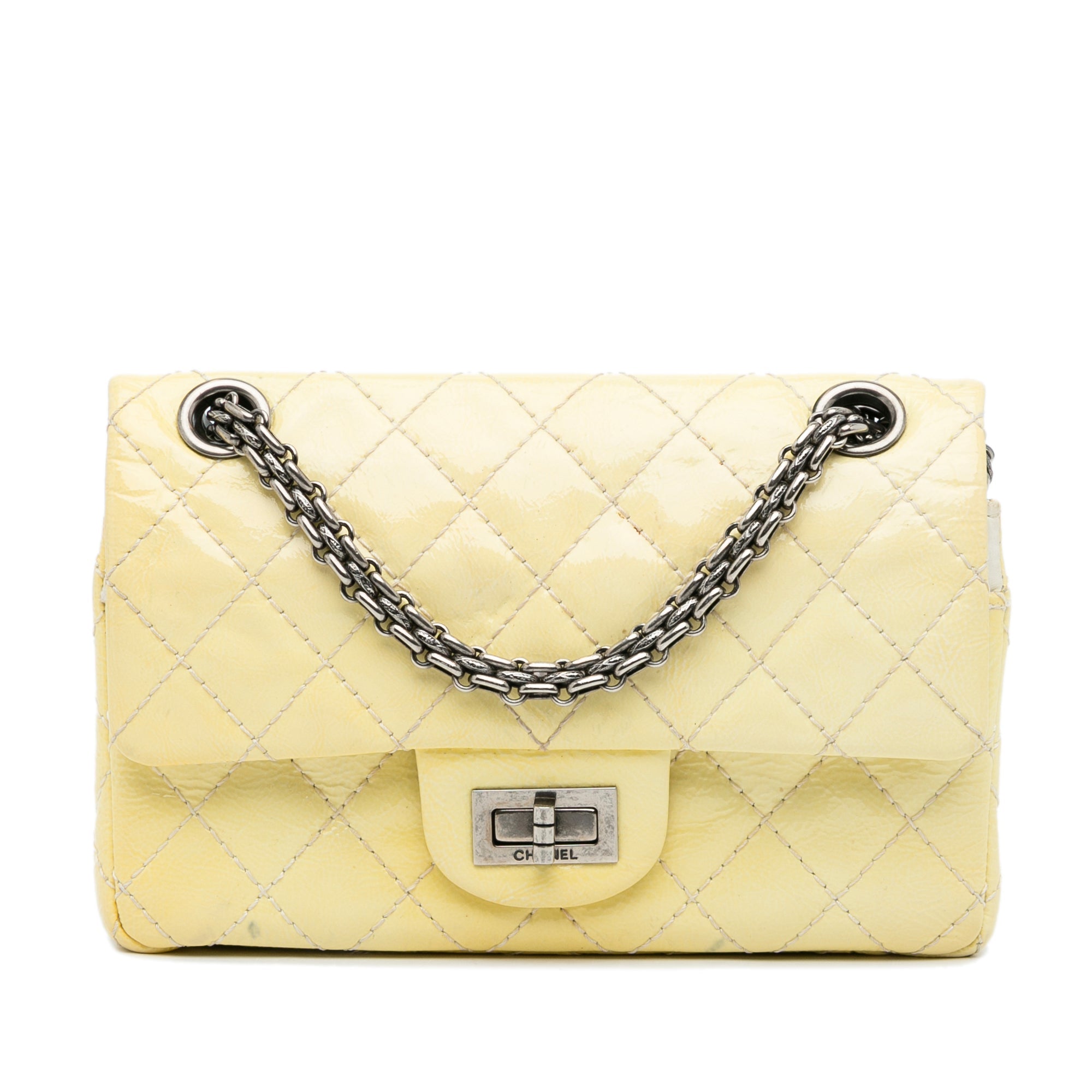 Yellow Chanel ميني Reissue Patent Flap حقيبة كروس