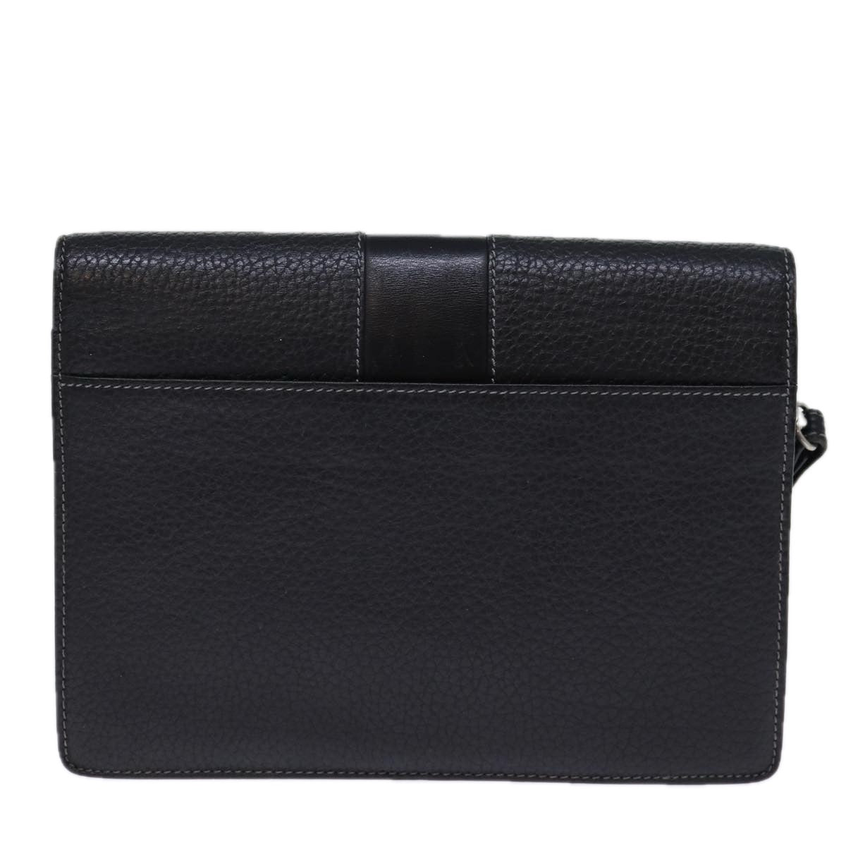 BURBERRYSs حقيبة سهرة Bag جلد أسود Auth bs13915