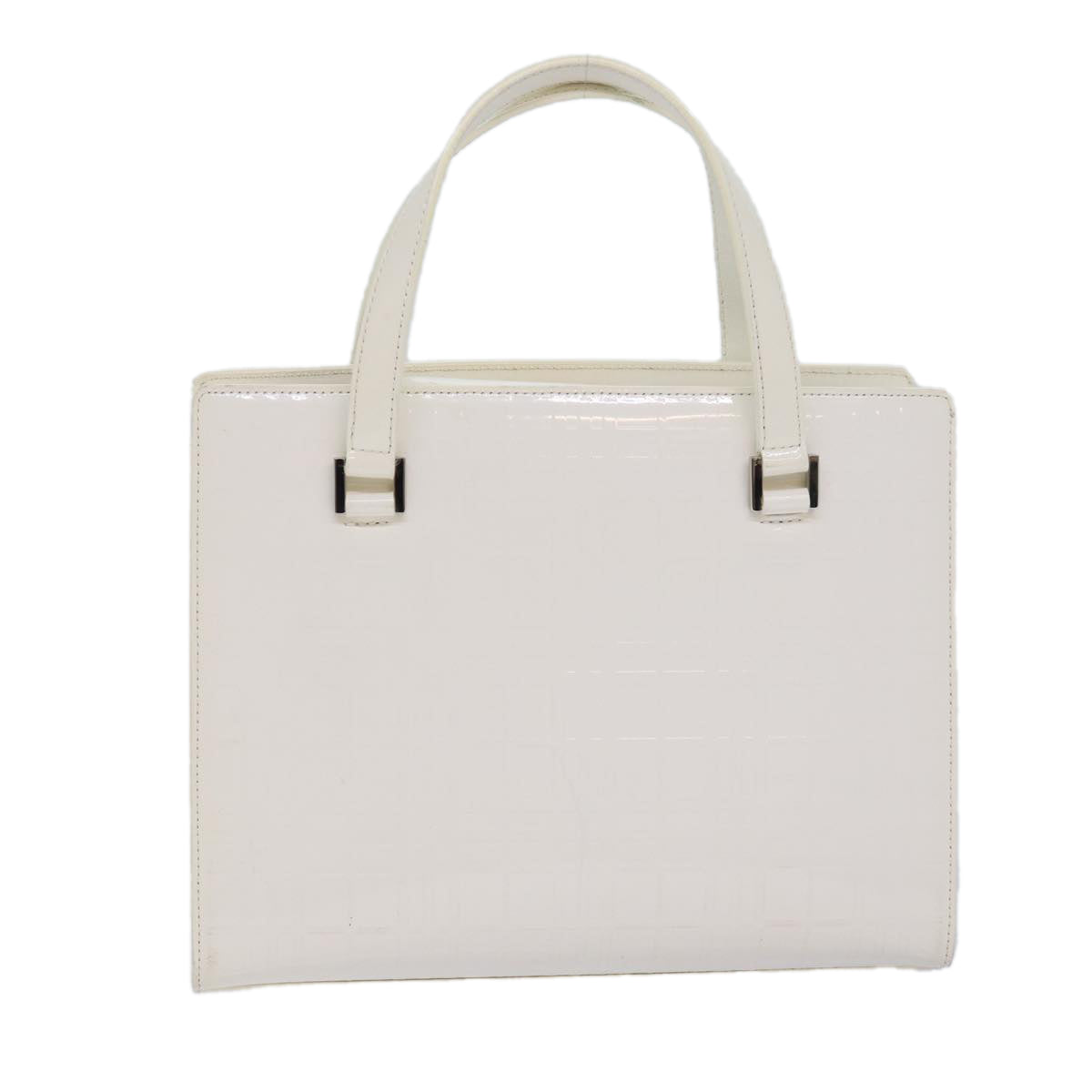 Burberry Nova Check Hand Bag Enamel أبيض Auth ep4744