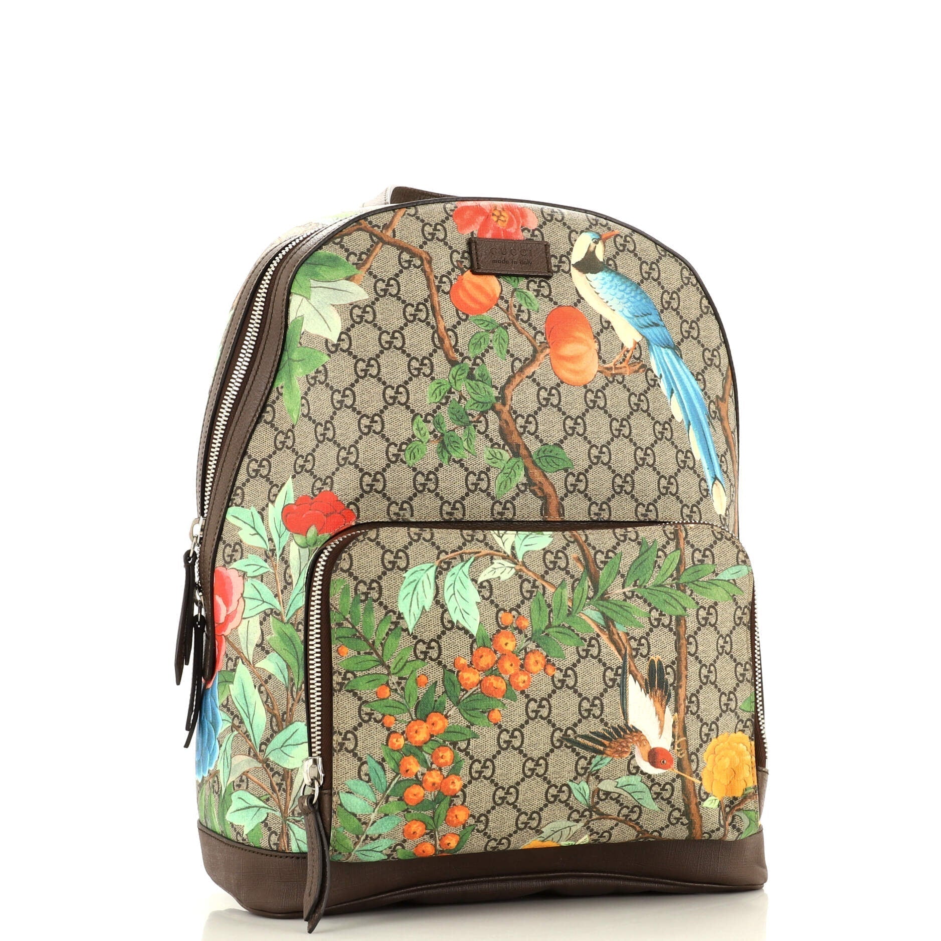 Zip Pocket Backpack Tian Print GG Coated Canvas متوسط