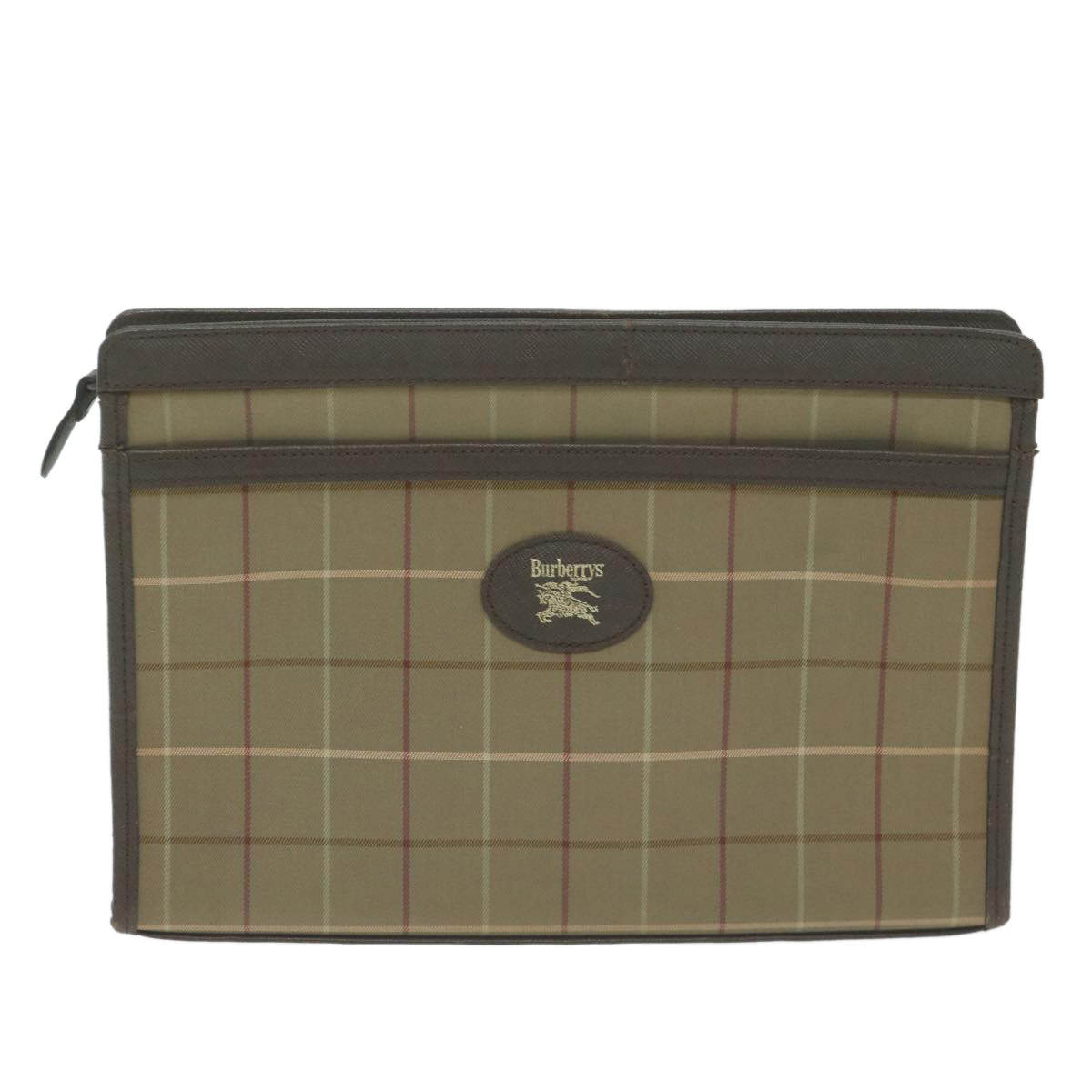 BURBERRYSs Nova Check حقيبة سهرة Bag Canvas بني Auth fm3178