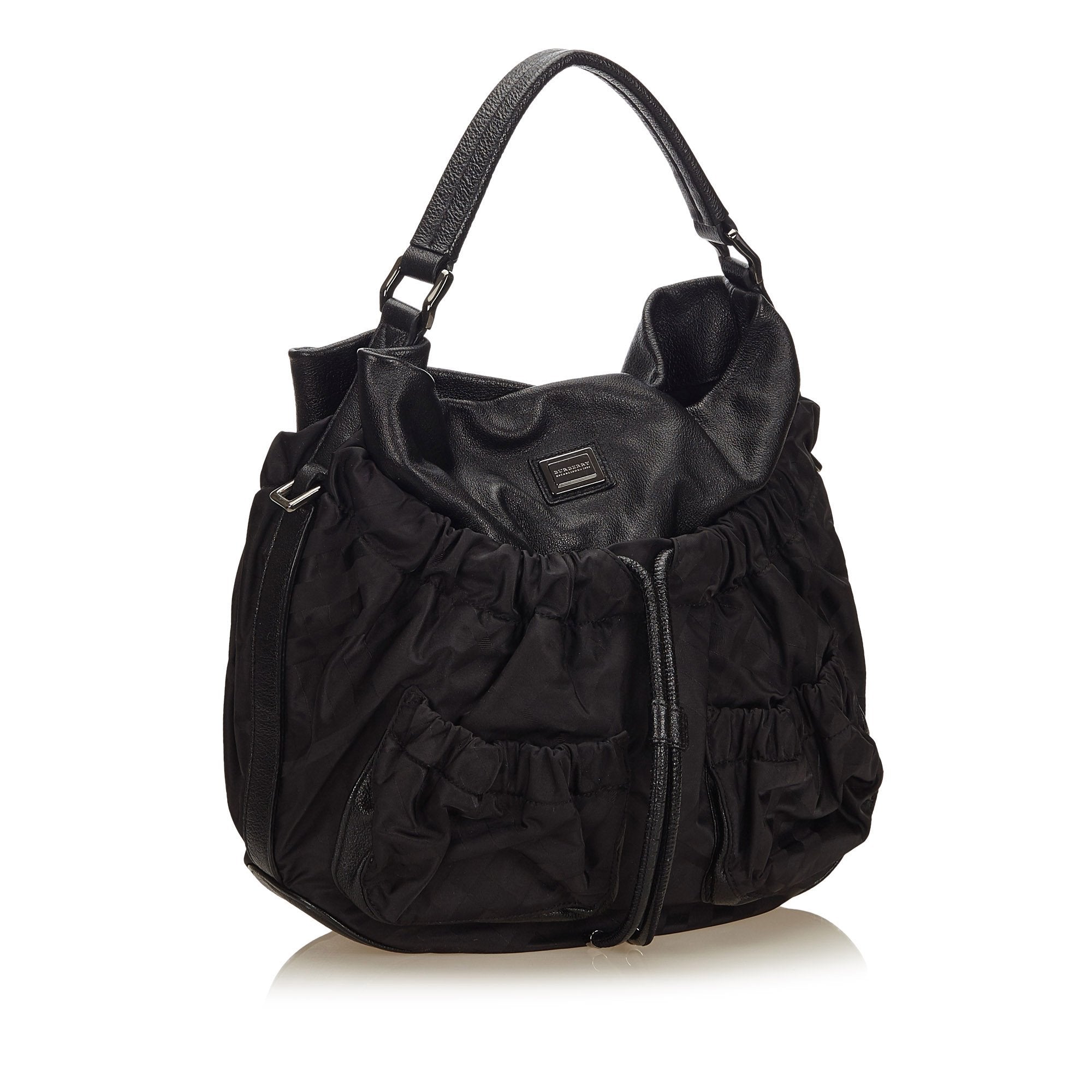 Burberry أسود Nylon Fabric Plaid Hobo UNITED KINGDOM