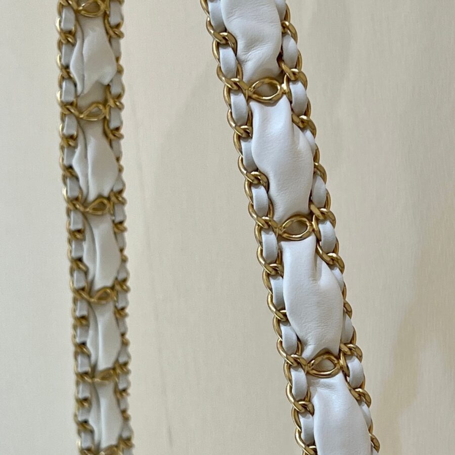 19 FLAP BAG 20 WHITE BODIN CALFSKIN GOLD HARDWARE | Studio Nafay