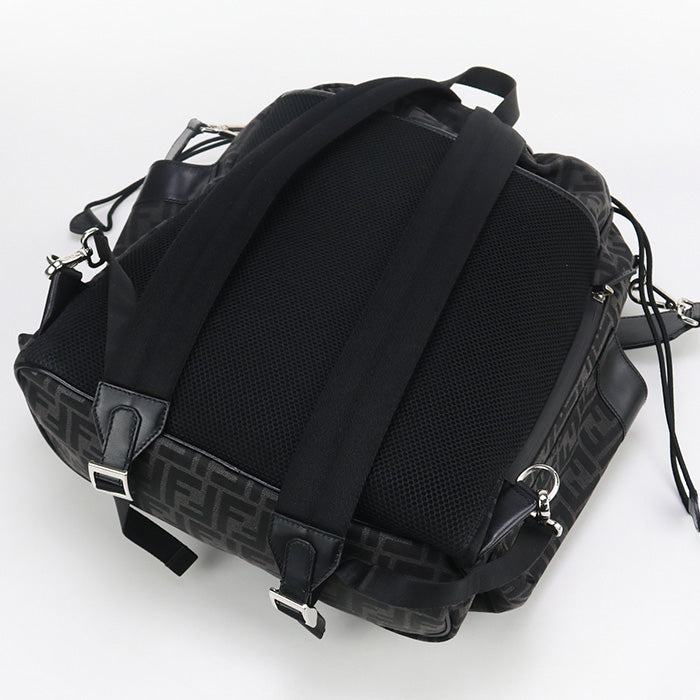 Fendi AG0M Strike كبير Backpack جلد/jacquard أسود Mens